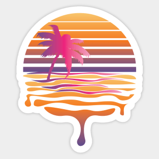 Retro striped sun and palm Sticker